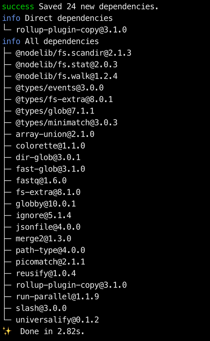 rollup-plugin-copy dependencies
