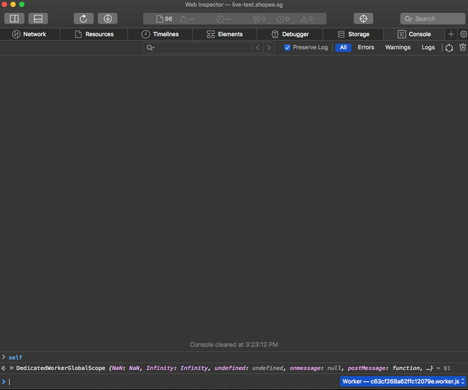 safari console context